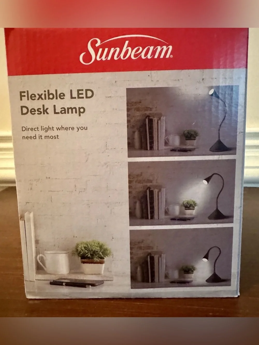 Sunbeam Black Flexible LED Desk Lamp - Flexible Silicone Neck - NIB